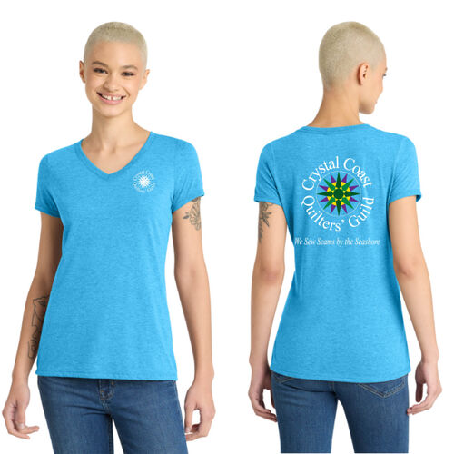 Crystal Coast Quilt Guild Cotton Tee - Ladies V Neck Thumbnail
